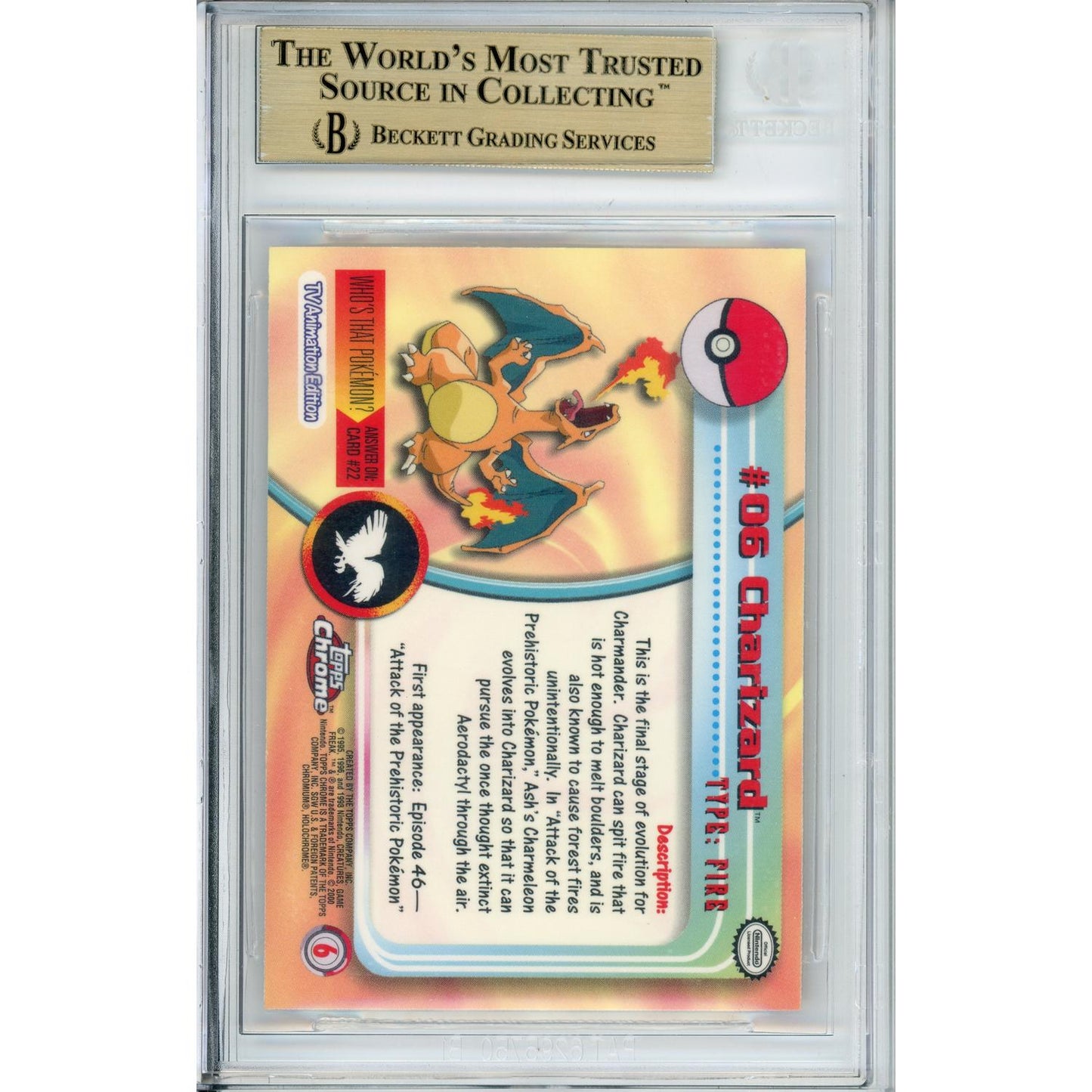 Pokemon Graded: #06 Charizard Topps Chrome (2000) Beckett 9.5