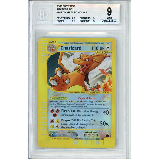 Pokemon Graded: Charizard 146/144 Skyridge (2003) Reverse Holo Beckett 9