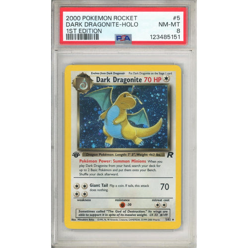 Pokemon Graded: Dark Dragonite 1st Edition 5/82 Team Rocket (2000) Holo PSA 8