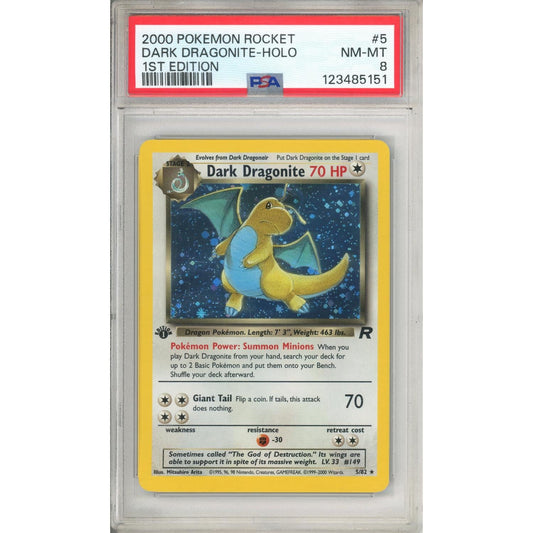Pokemon Graded: Dark Dragonite 1st Edition 5/82 Team Rocket (2000) Holo PSA 8