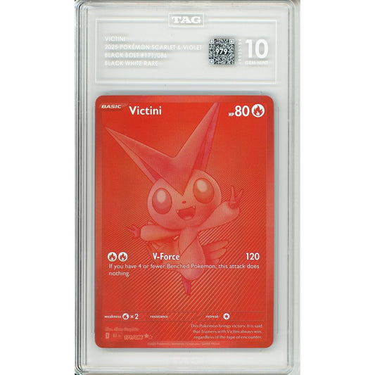 Pokemon Graded: Victini 171/86 Black Bolt (2025) Red Monochrome Holo TAG 10