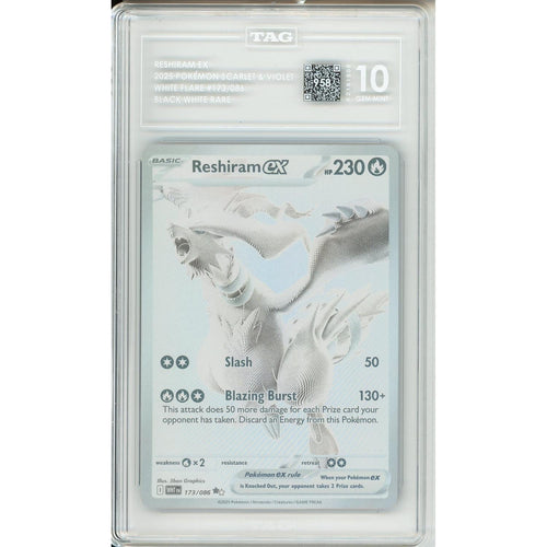 Pokemon Graded: Reshiram ex 173/86 White Flare (2025) White Monochrome Holo TAG 10