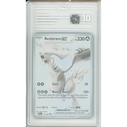 Pokemon Graded: Reshiram ex 173/86 White Flare (2025) White Monochrome Holo TAG 10