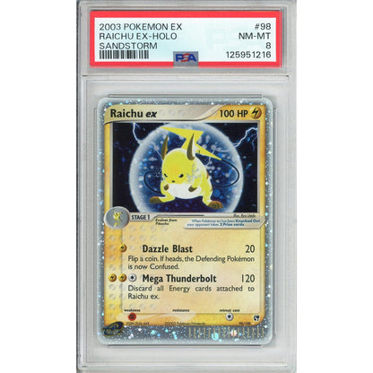 Pokemon Graded: Raichu ex 98/100 Sandstorm (2003) Holo PSA 8