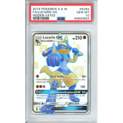 Pokemon Graded: Lucario GX SV64/SV94 Hidden Fates (2019) Full Art PSA 10