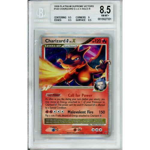 Pokemon Graded: Charizard 143/147 Platinum Supreme Victors (2009) Holo Beckett 8.5