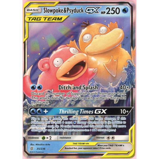Pokemon Single: Slowpoke & Psyduck GX 35/236 Unified Minds (2019) Holo LP