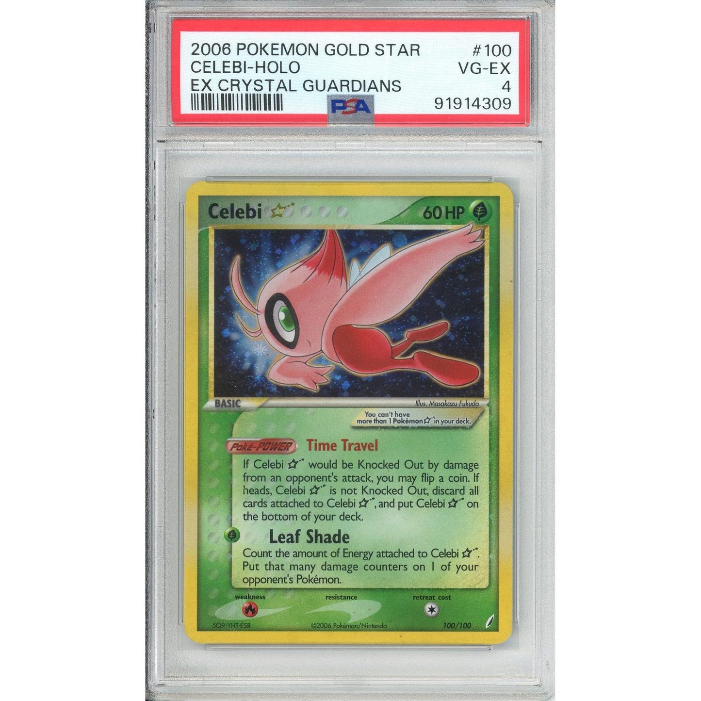 Pokemon Graded: Celebi Gold Star 100/100 EX Crystal Gaurdians (2006) Holo PSA 4