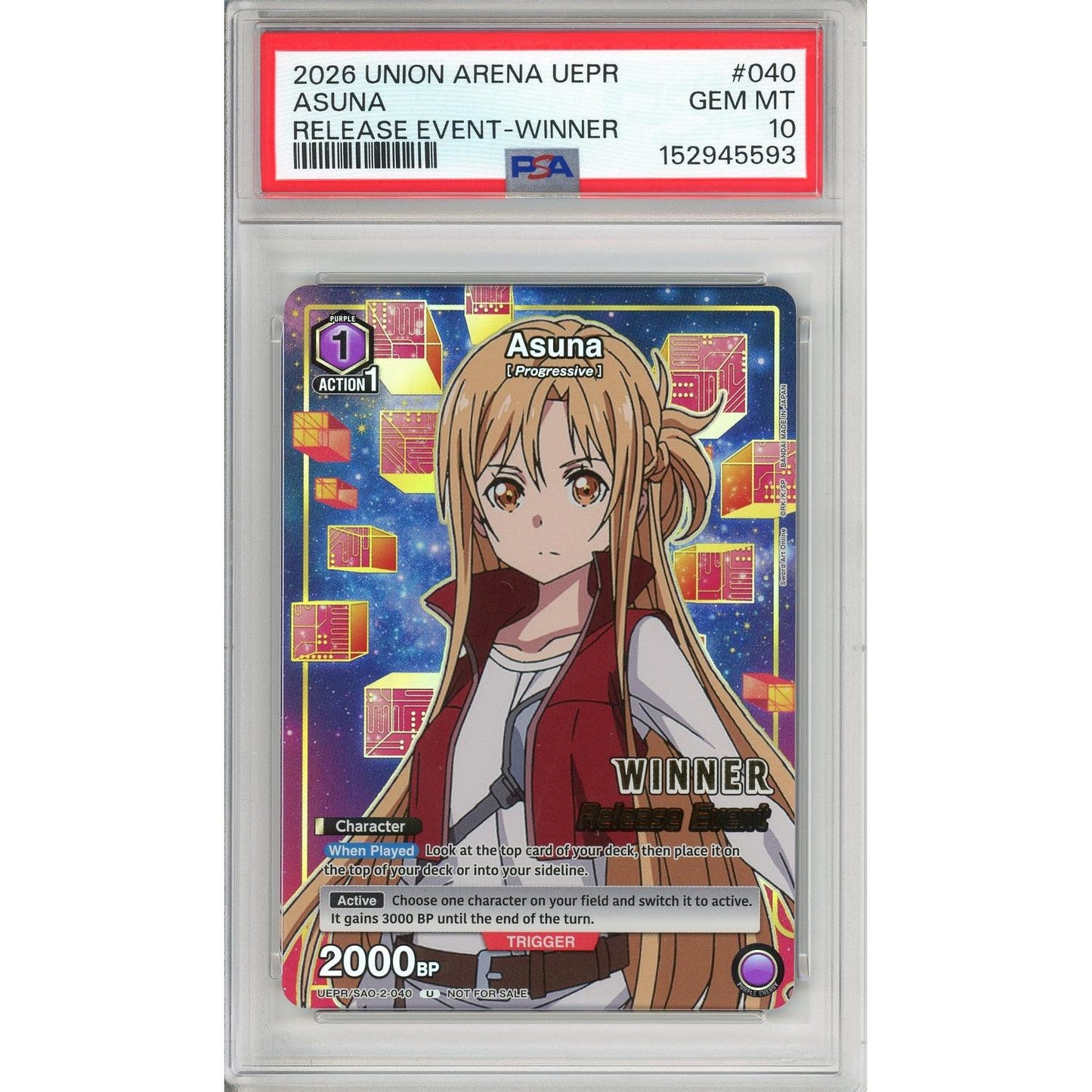 Union Arena Graded: Asuna #40 Release Event Winner (2026) PSA 10