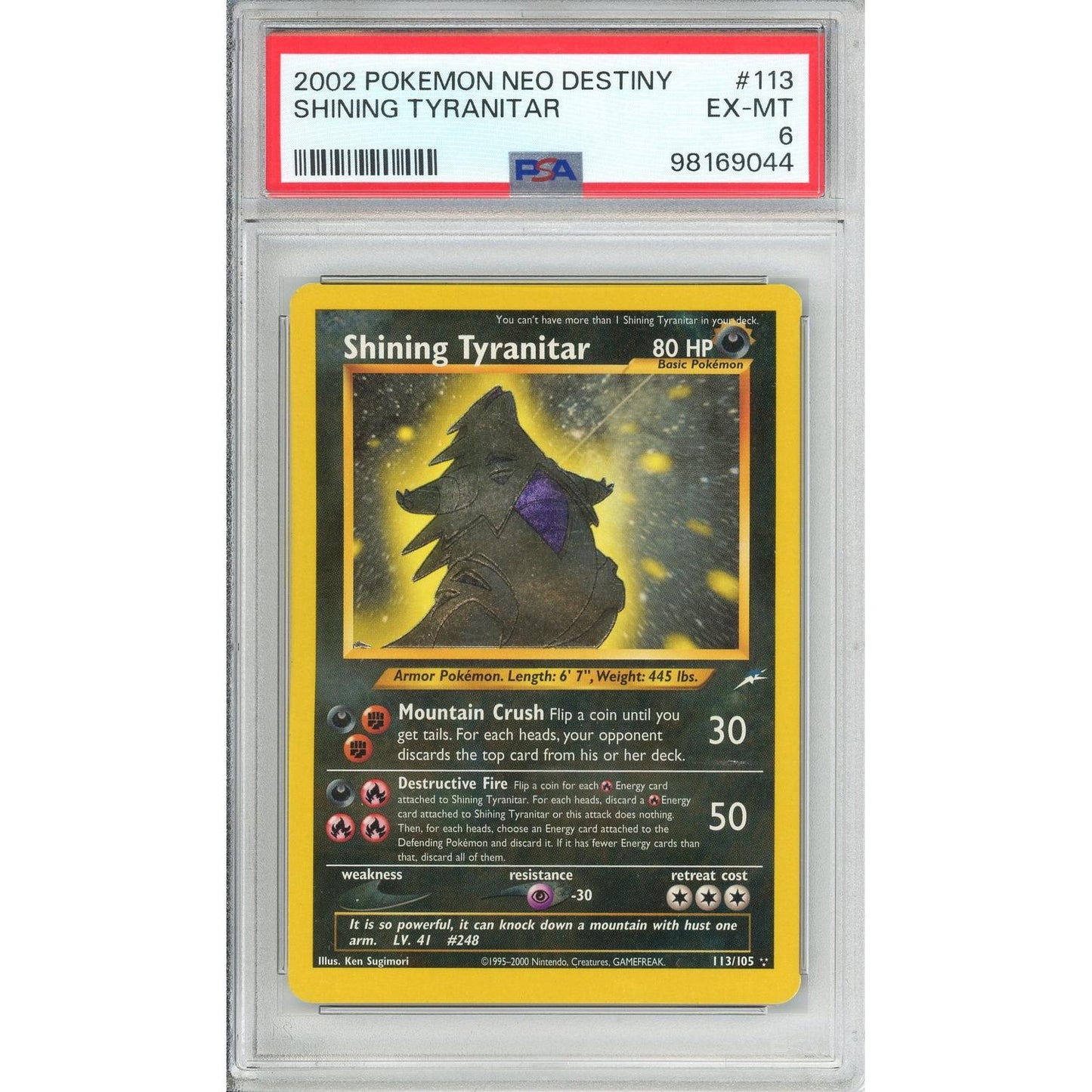 Pokemon Graded: Shining Tyranitar 113/105 Neo Destiny (2002) Holo PSA 6