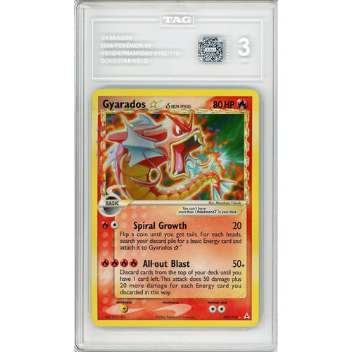 Pokemon Graded; Gyarados Gold Star 102/110 Holon Phantoms (2006) Holo Tag 3