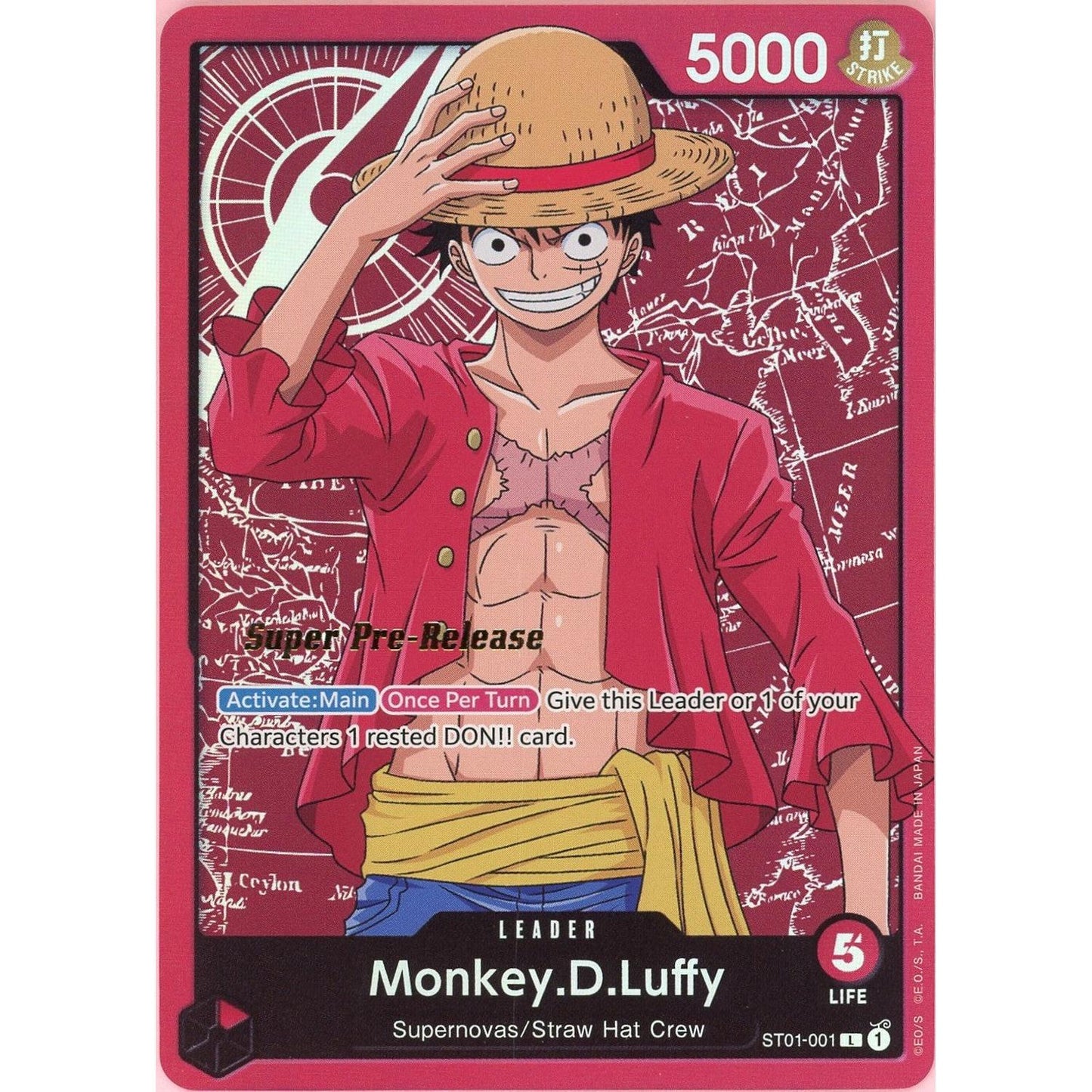 One Piece Single: Monkey D. Luffy ST01-001 Super Pre-Release LP