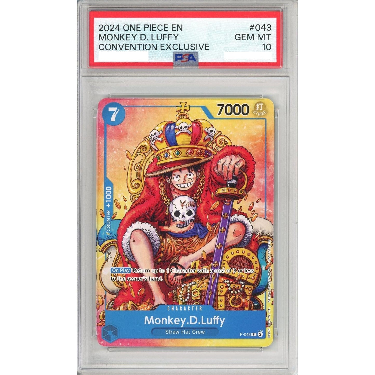 One Piece Graded: Monkey D. Luffy P-043 Convention Exclusive (2024) PSA 10