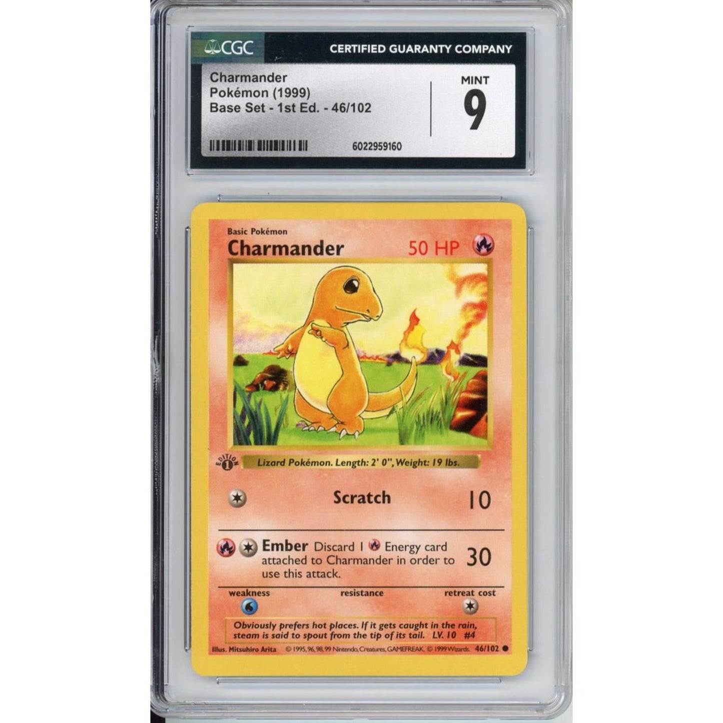 Pokemon Graded: Charmander 1st Edition 46/102 Base Set (1999) CGC 9