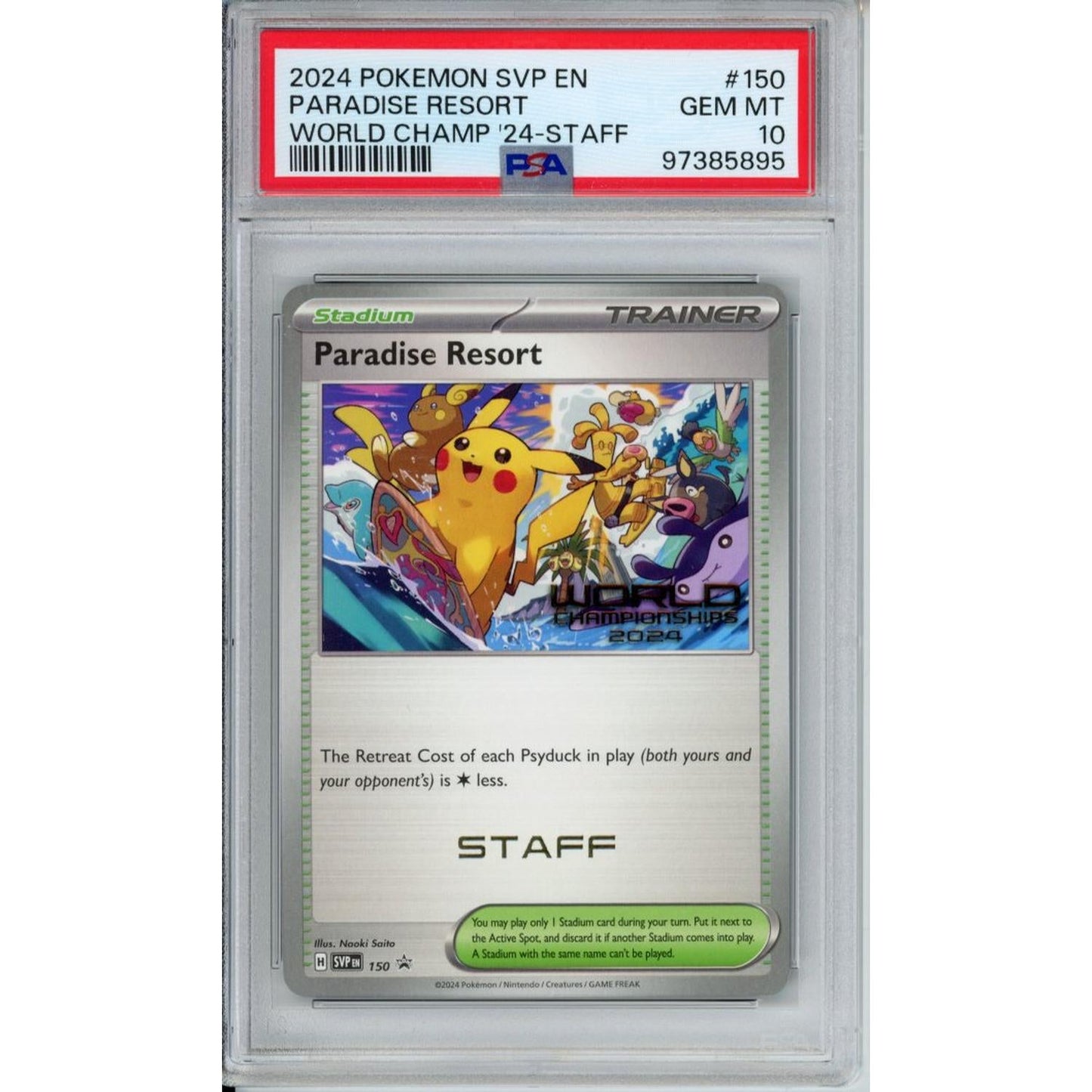 Pokemon Graded Singles: Paradise Resort World Championships 2024 STAFF English PSA 10