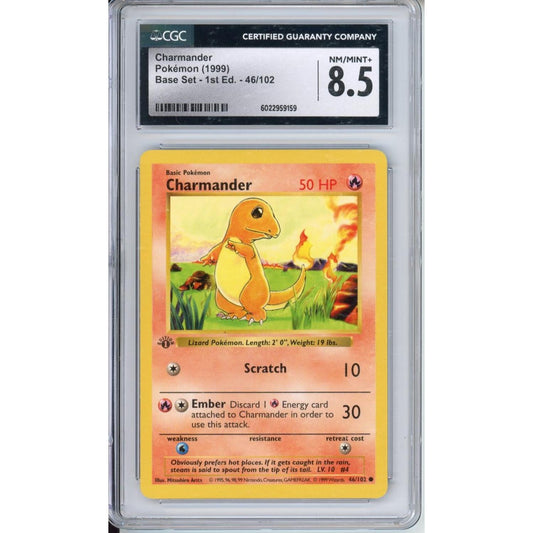 Pokemon Graded: Charmander 1st Edition Shadowless 46/102 Base Set (1999) CGC 8.5