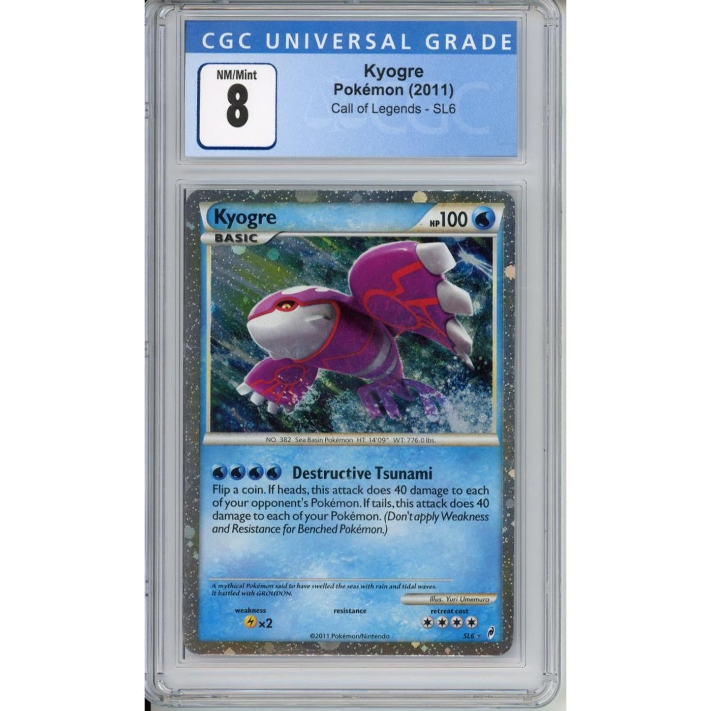 Pokemon Graded: Shiny Kyogre #SL6 Call of Legends (2011) Holo CGC 8
