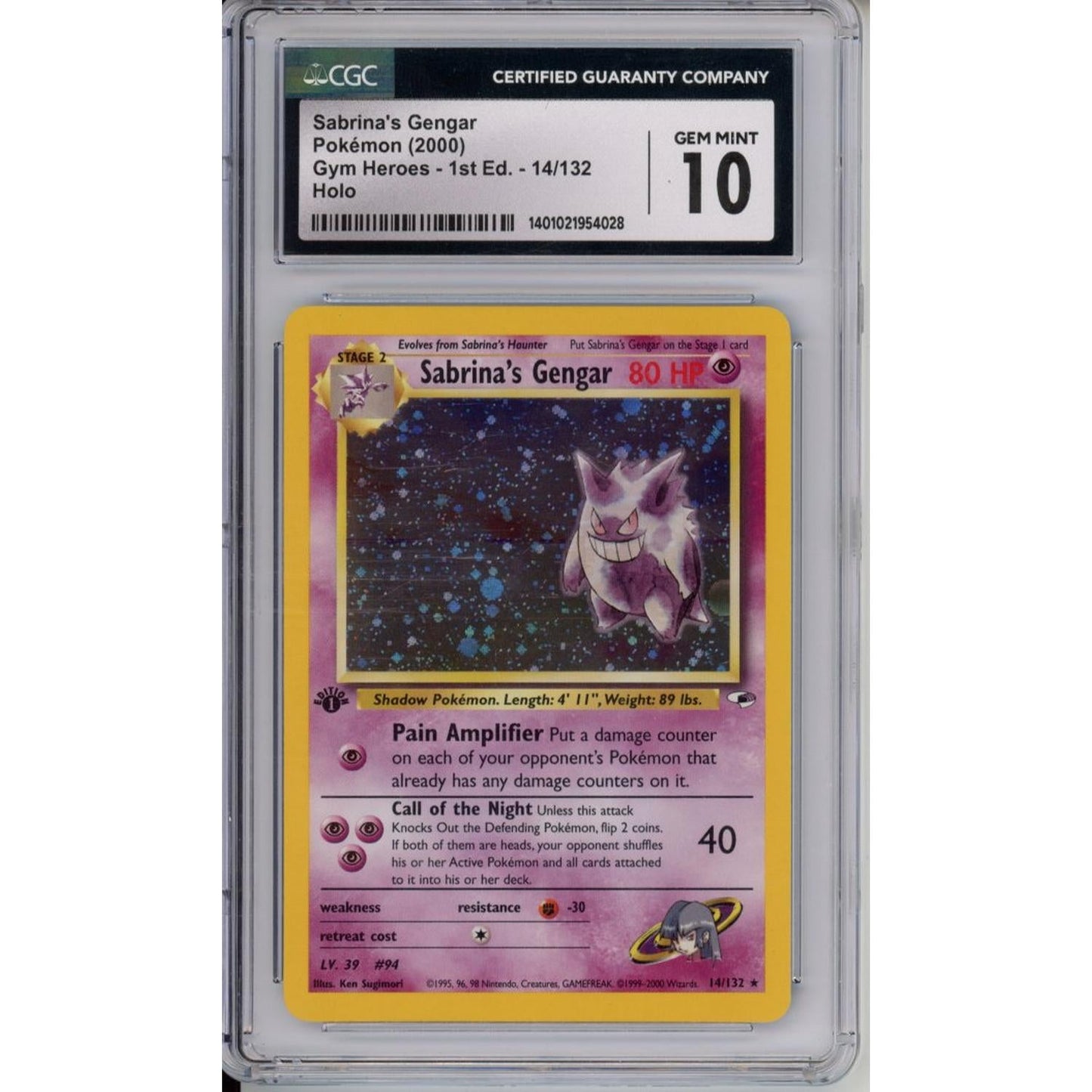Pokemon Graded: 1st Edition Sabrina's Gengar CGC 10
