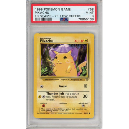 Pokemon Graded: Pikachu 58/102 Yellow Cheeks E3 Stamp PSA 9