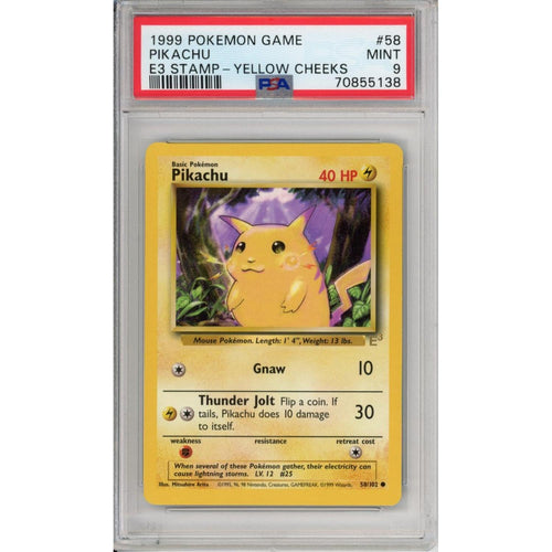 Pokemon Graded: Pikachu 58/102 Yellow Cheeks E3 Stamp PSA 9