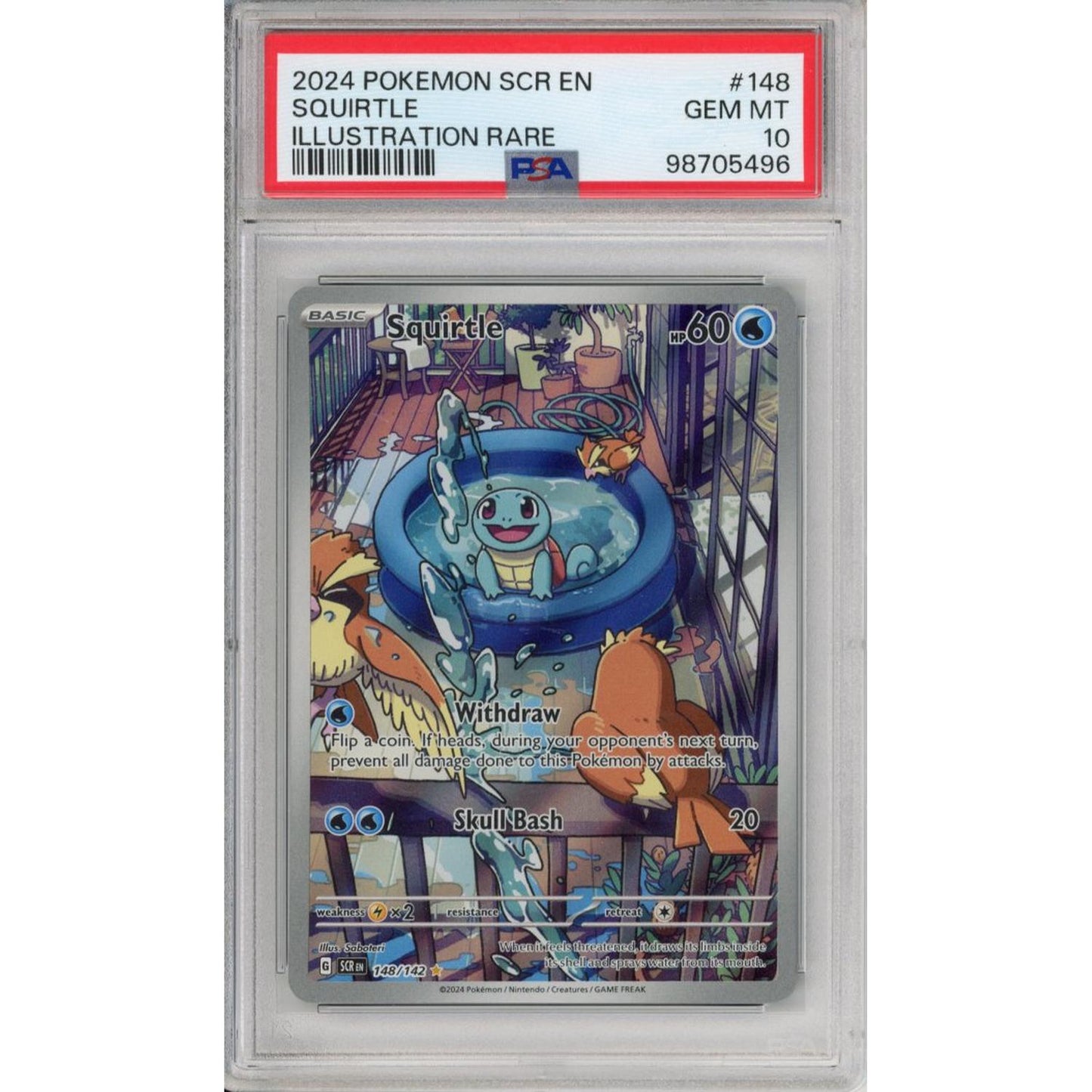 Pokemon Graded: Squirtle 148/142 Steller Crown (2024) IR Holo PSA 10
