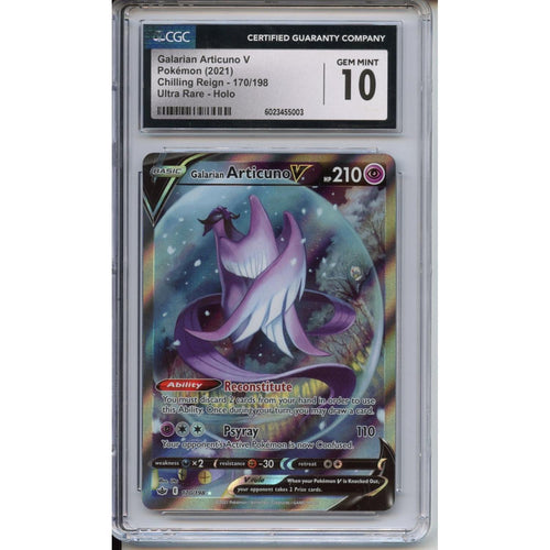 Pokemon Graded: Galarian Articuno V 170/198 Chilling Reign (2021) Holo Rare CGC 10