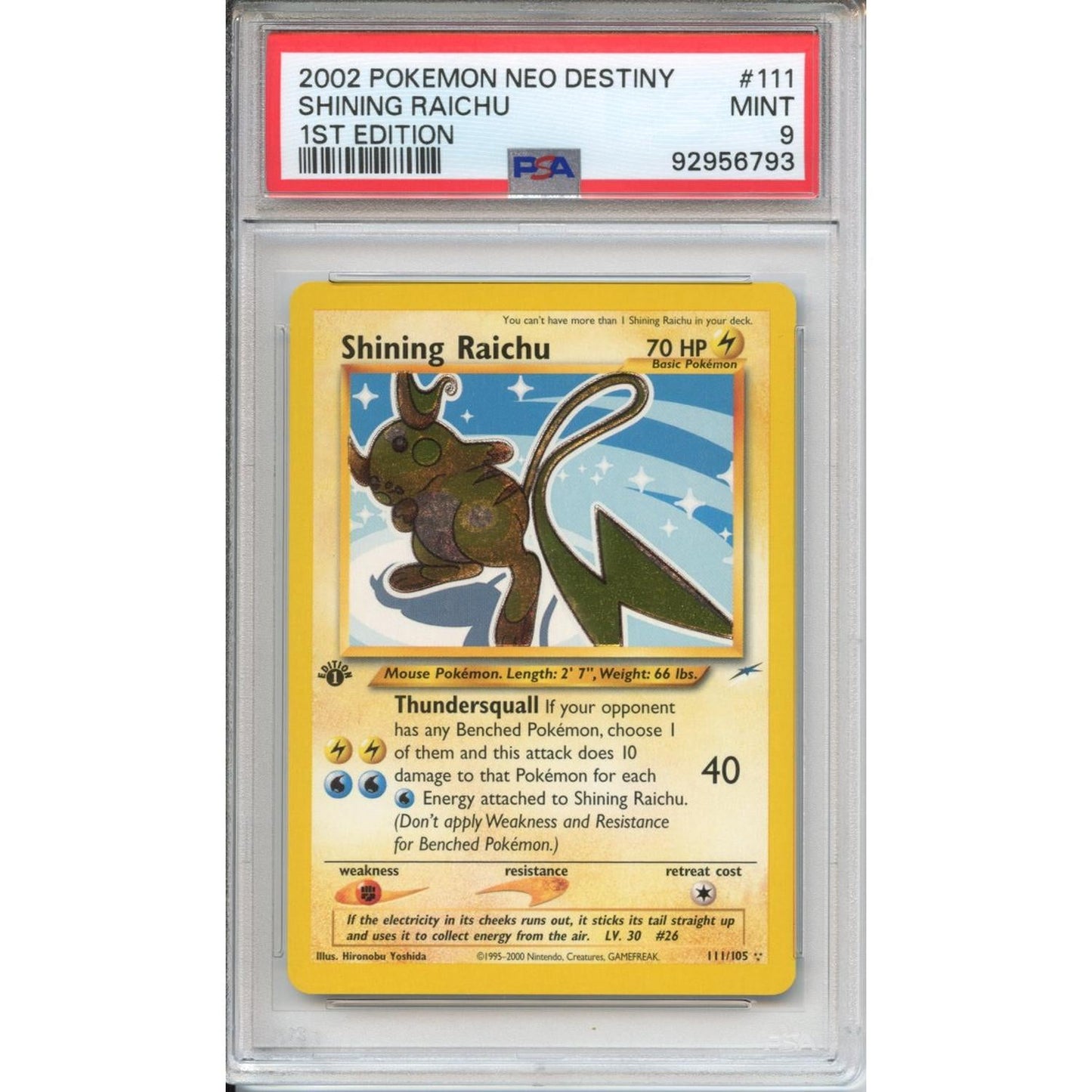 Pokemon Graded: 1st Edition Shining Raichu PSA 9
