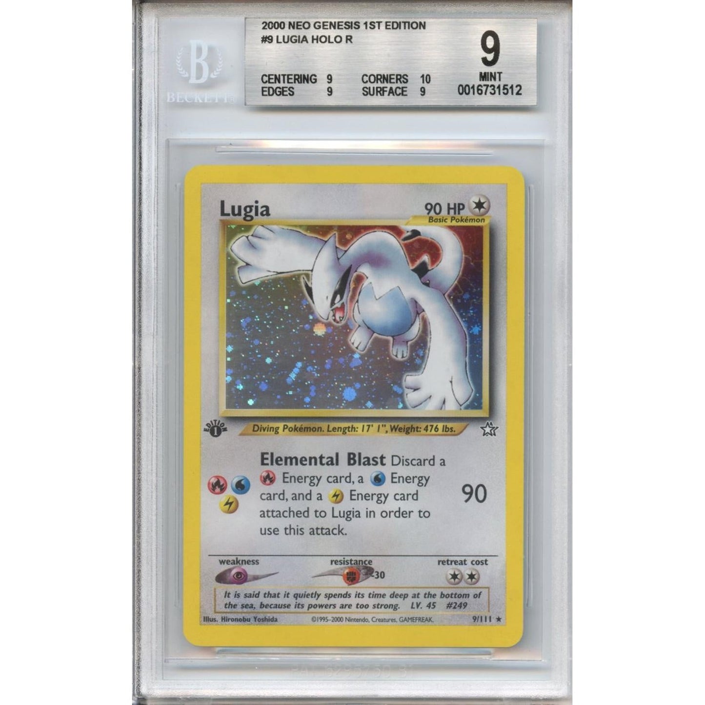 Pokemon Graded: 1st Edition Lugia Beckett 9