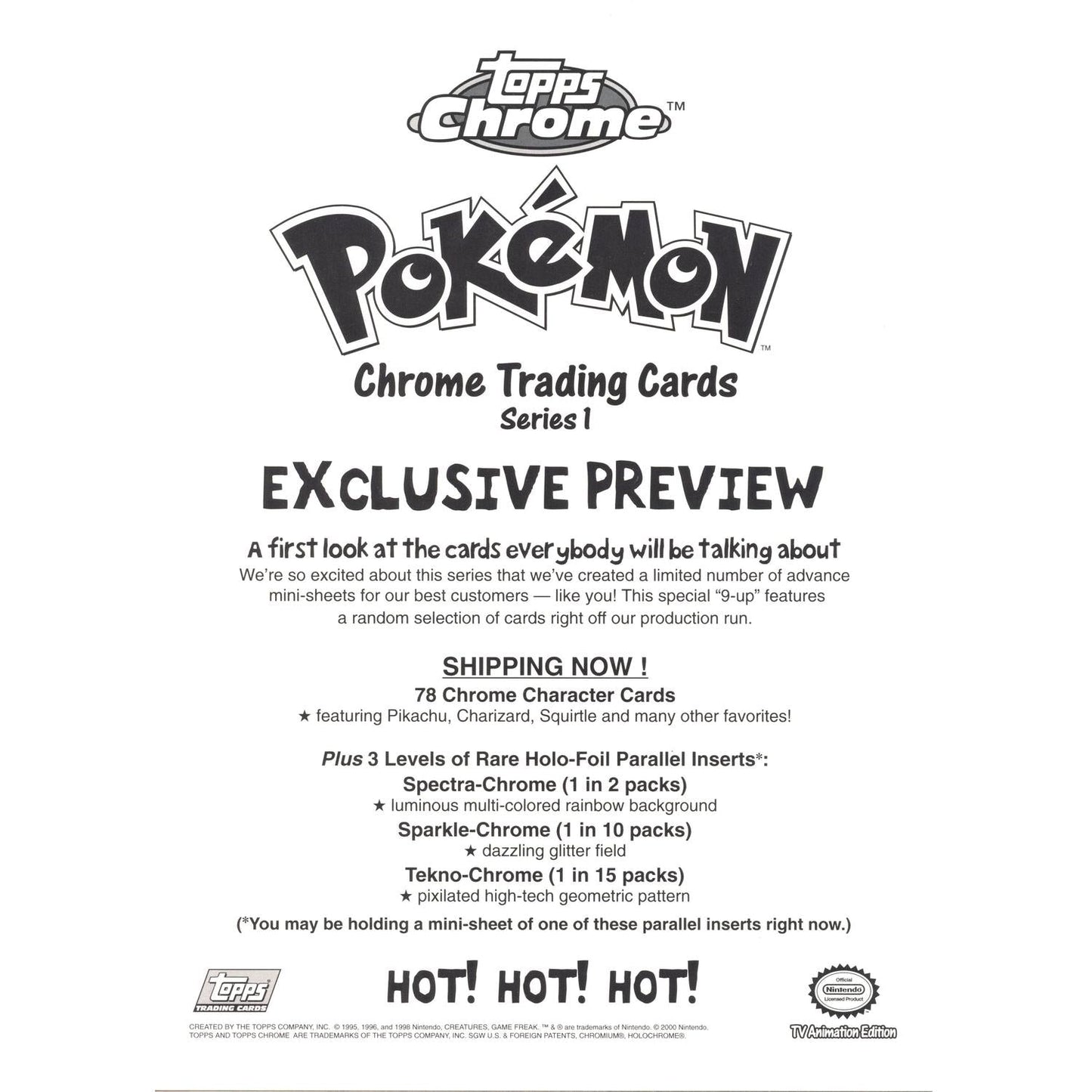 Pokemon: Topps Series 1 Chrome Promo Sheet Charizard