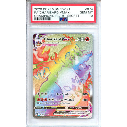 Pokemon Graded: Charizard VMAX 74/73 Champion's Path (2020) Rainbow Secret Rare PSA 10