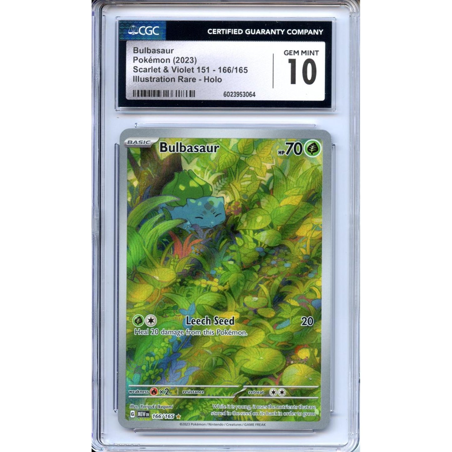 Pokemon Graded: Bulbasaur 166/165 Scarlet & Violet 151 (2023) IR Holo CGC 10
