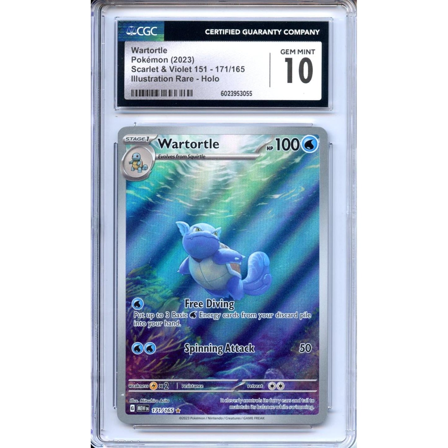 Pokemon Graded: Wartortle 171/165 Scarlet & Violet 151 (2023) IR Holo CGC 10