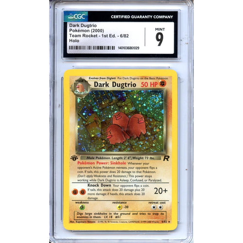 Pokemon Graded: Dark Dugtrio 1st Edition 6/82 Team Rocket (2000) Holo CGC 9