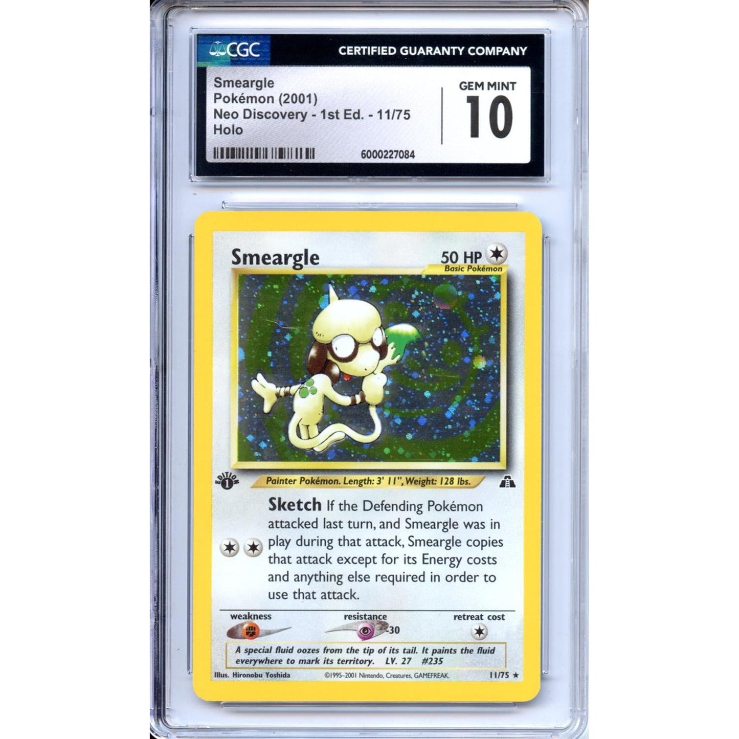 Pokemon Graded: Smeargle 1st Edition 11/75 Neo Discovery (2001) CGC 10