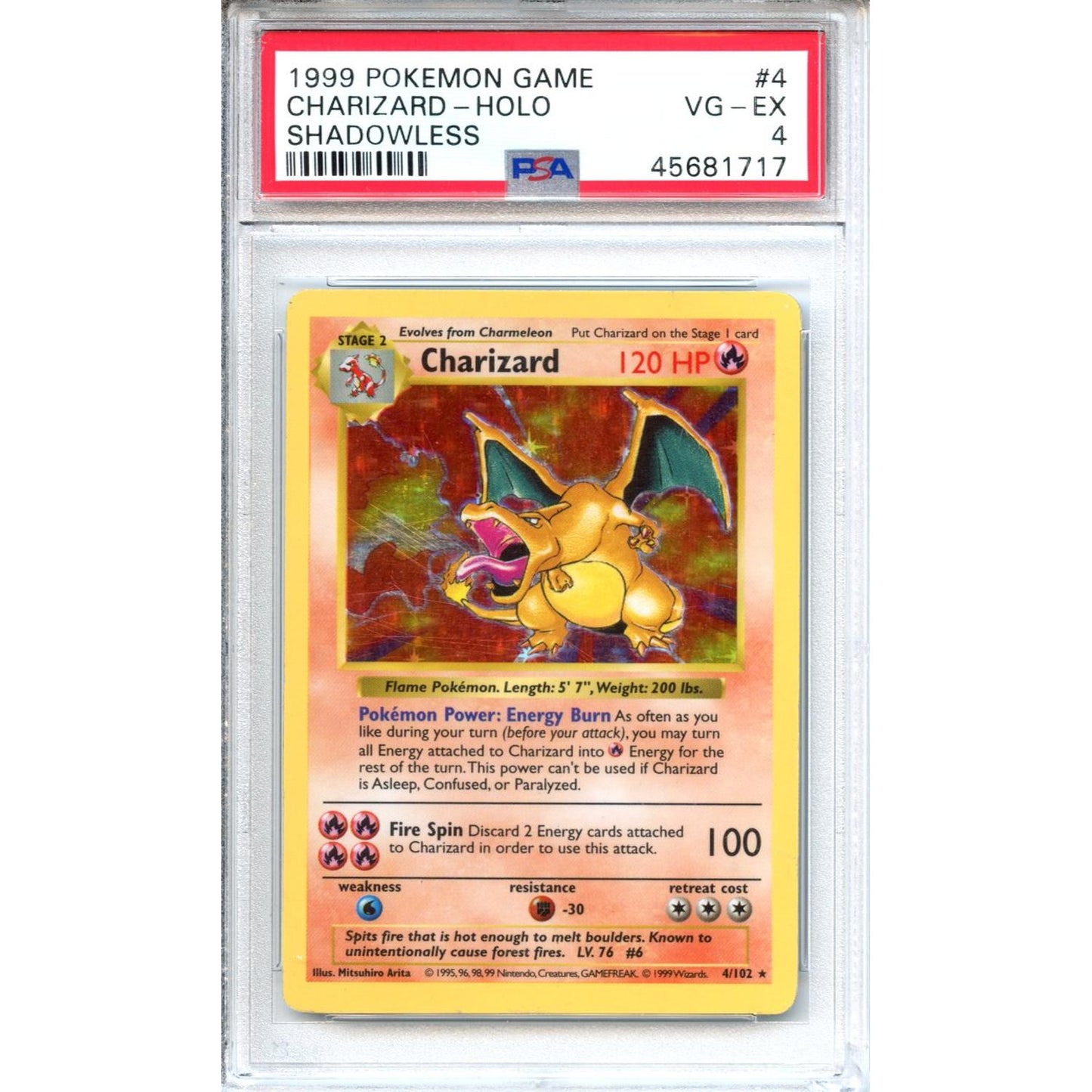 Pokemon Graded: Shadowless Charizard PSA 4