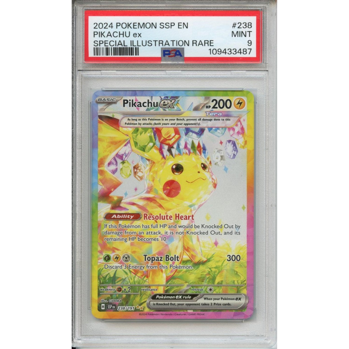 Pokemon Graded: Pikachu ex 238/191 Surging Sparks (2024) SIR Holo PSA 9