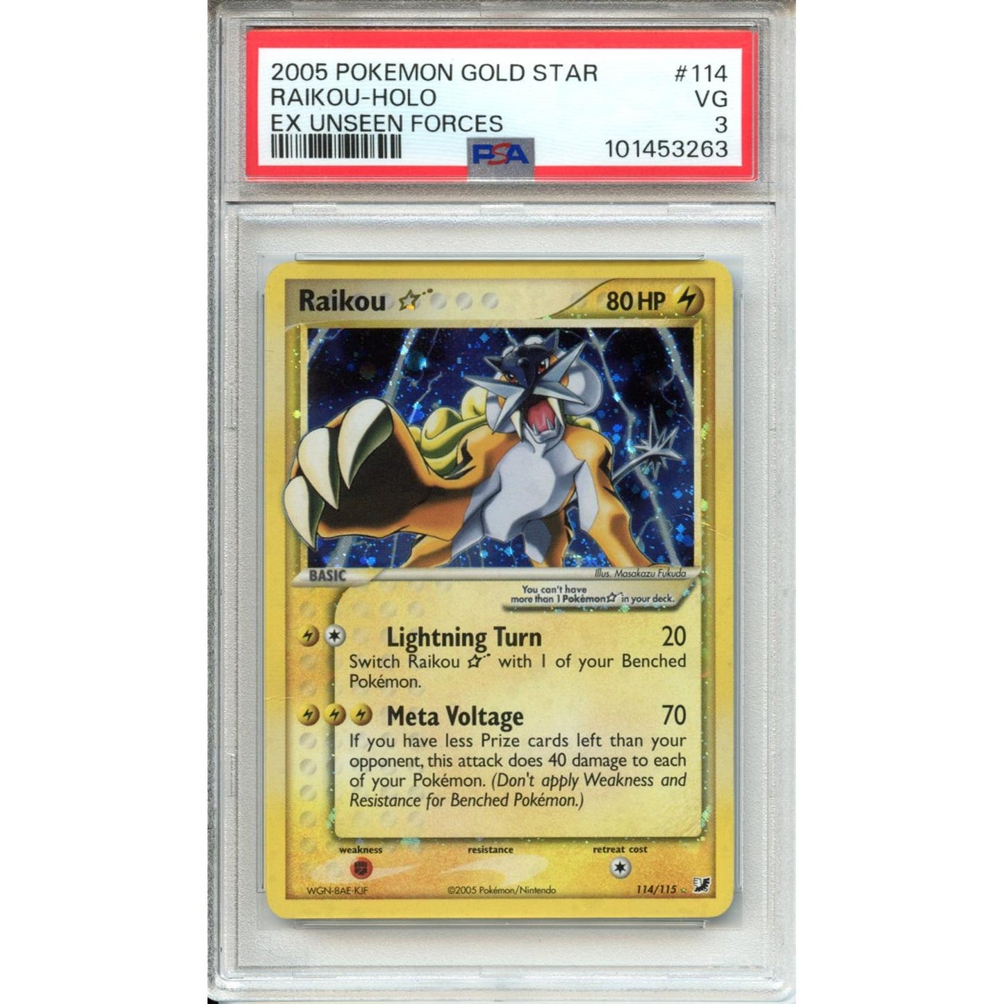 Pokemon Graded: Gold Star Raikou PSA 3