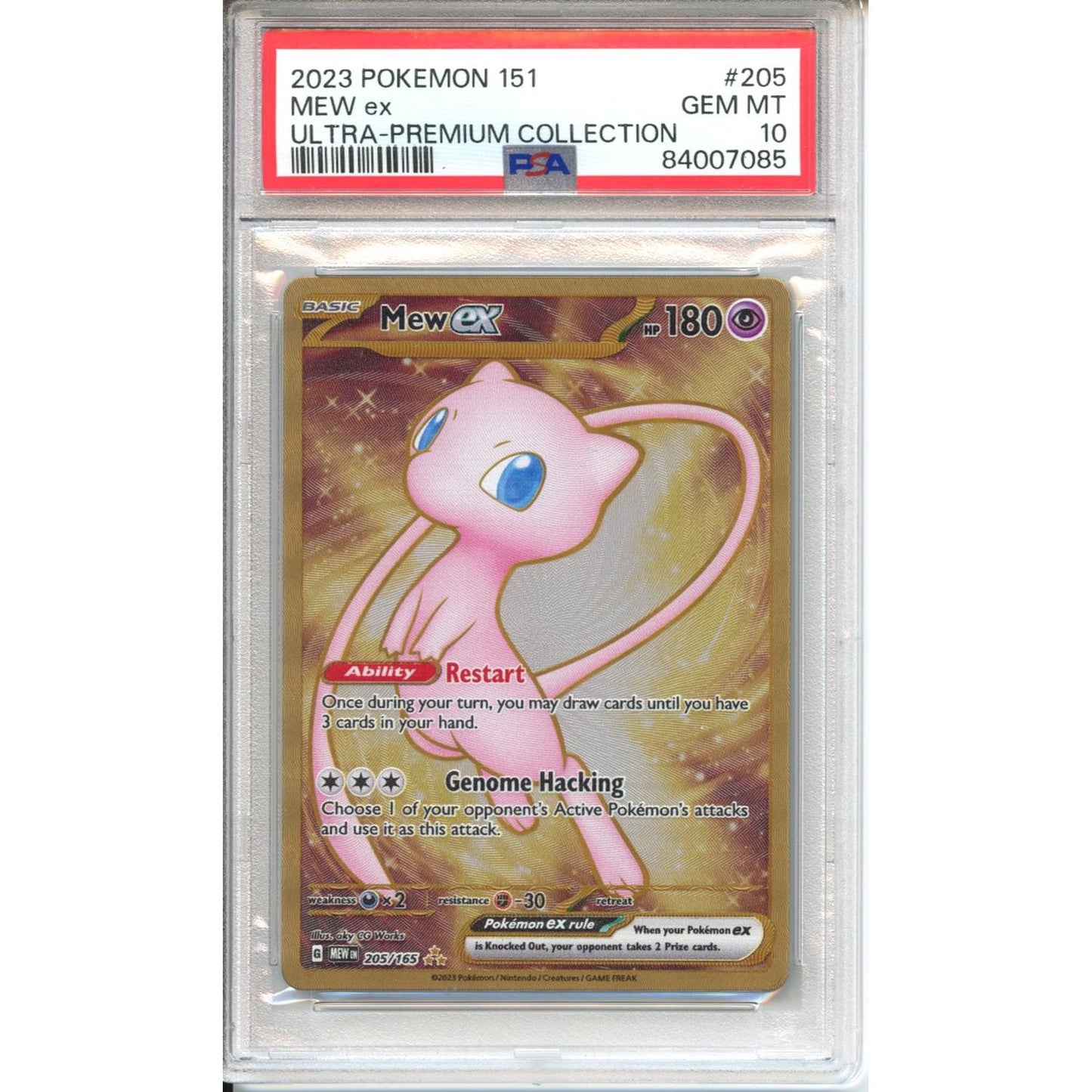 Pokemon Graded: Mew ex 205/165 Scarlet & Violet 151 UPC (2023) Gold METAL PSA 10