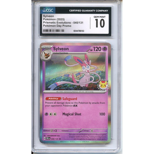 Pokemon Graded: Sylveon 40/131 Prismatic Evolutions Pokemon Day Promo (2025) Holo CGC 10